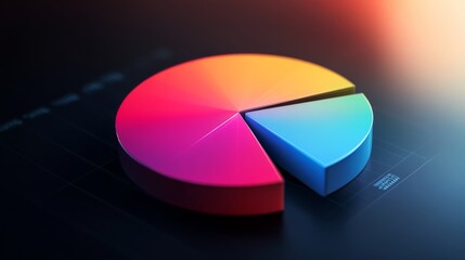 Luminous segments in a 3D financial pie chart, creating a radiant and eye-catching design.
