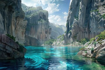 waterfall in the mountains