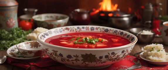 Classic Borscht With Sour Cream
