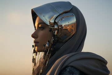 Fototapeta premium Beautiful arabian young woman in modern life everyday routine business, Generative AI