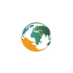Naklejka premium Stylized Green and Orange Globe with White Continents, generative ai image