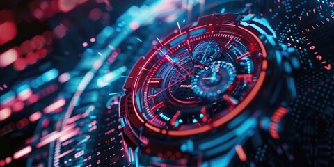 Red and blue glowing futuristic watch.