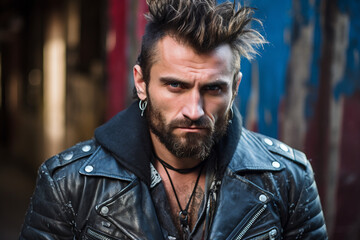 Obraz premium Brutal metal music lover rocker band member diversity age, cool punk style, Generative AI photo