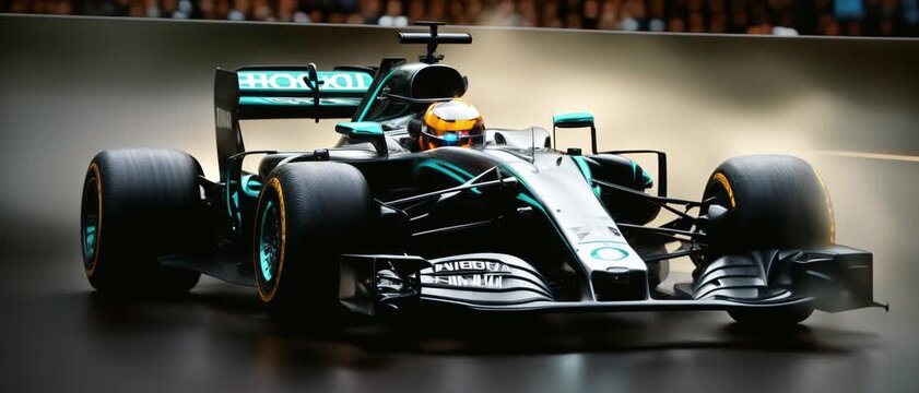 Formula 1 Car Races Through the Rain: Speed, Precision, and Adrenaline on a Wet Track. Formula 1 Racing in the Rain
