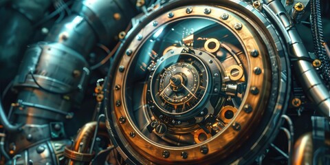 Fototapeta premium Steampunk clockwork with intricate gears.