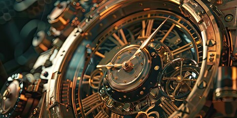 Obraz premium Detailed clockwork with golden gears.