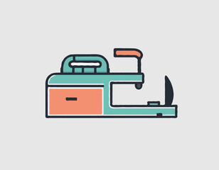 Food slicer pixel perfect icon vector. Kitchen small appliances line sign. Household tools symbol
