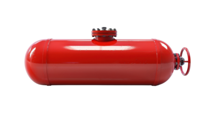 Gas red cylinder on transparent background