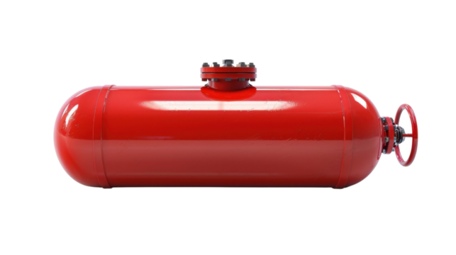 Gas red cylinder on transparent background