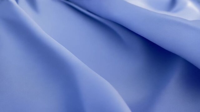 Close up view of solid periwinkle poplin fabric gently rippling and waving, showcasing its smooth texture and color, simulation