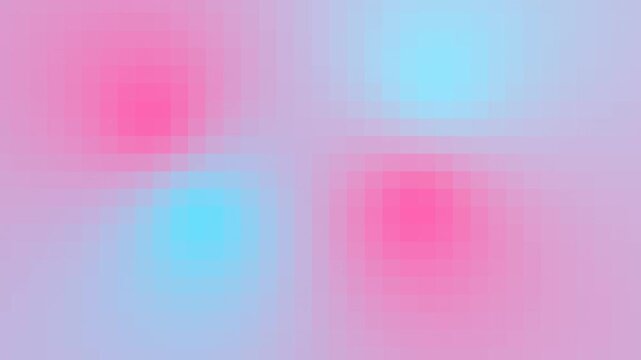 Seamless soft, abstract pixelated background featuring a blend of pink and blue hues, creating a dreamy and calming atmosphere loop. The colors are blended smoothly, giving a gentle gradient effect.
