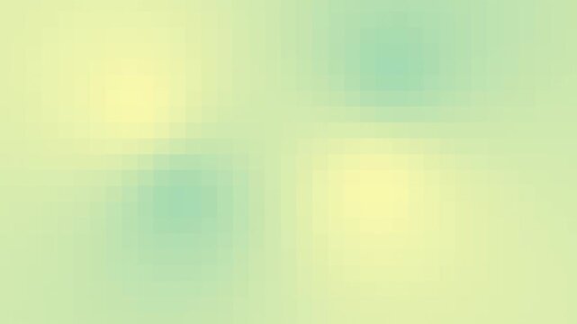 Seamless soft, abstract pixelated background featuring a blend of pale green and yellow hues loop, creating a calming and serene atmosphere. 