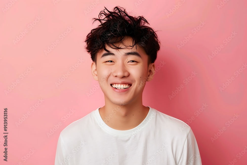 Wall mural Smiling Man with Pink Background