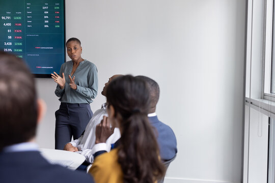 Female executive leading a training conference