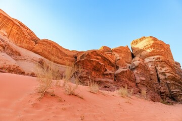 Landscape of the Wadi Rum desert in Jordan