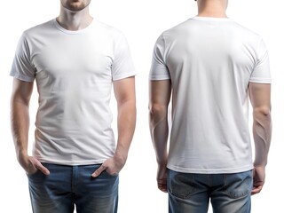 White t-shirt mockup design. Man casual White t-shirt mockup design. front and back view. generative ai