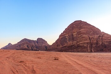 Landscape of the Wadi Rum desert in Jordan