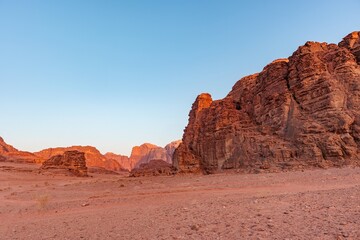 Landscape of the Wadi Rum desert in Jordan