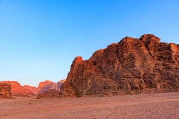 Landscape of the Wadi Rum desert in Jordan