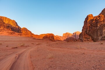 Landscape of the Wadi Rum desert in Jordan