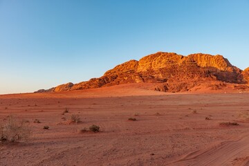 Landscape of the Wadi Rum desert in Jordan