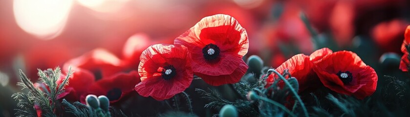 Veterans Day tribute with wreaths poppies