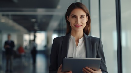 Fototapeta premium Portrait of a successful business woman using a digital tablet,