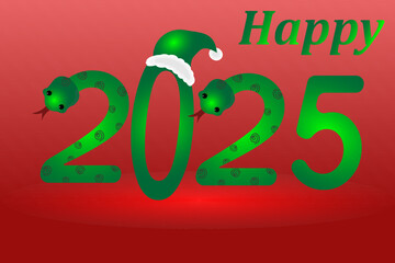 New Year card template for the year of the Snake 2025. Snake design. Vector graphics.