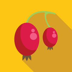 Minimalist illustration featuring two ripe lingonberries on a yellow background