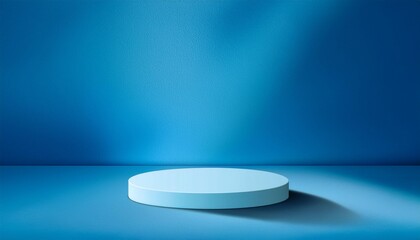 Subtle Serenity: Light and Shadow on Blue Podium