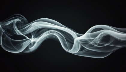 Naklejka premium Abstract swirl of white smoke against a black background. Dynamic and ethereal, perfect for design projects.