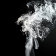 Abstract swirl of white smoke against a black background.  A perfect backdrop for creative and moody designs.