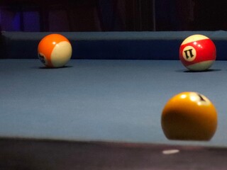 billiard balls on a table