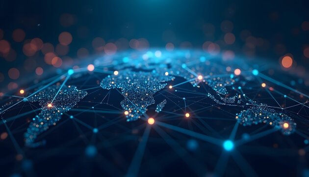 Futuristic Network Technology Background, Lines Illustration of Computer Tech Design, Modern Blurred Background