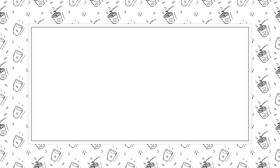food and beverage rectangle frame in doodle style frame background