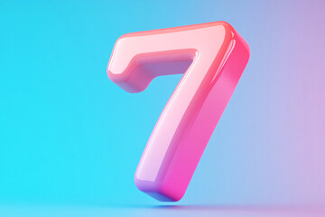 3d number 7, 3D rendering, anniversary birthday party celebration countdown concept illustration