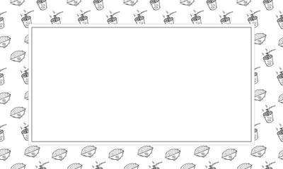 food and beverage rectangle frame in doodle style frame background