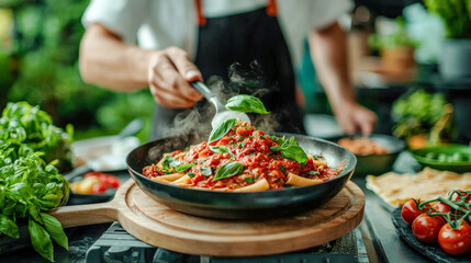 Enjoy authentic Italian cuisine A delicious pasta dish with a good wine This image captures the essence of Italian pasta specialties in a warm and inviting setting. all about italien gourmet food