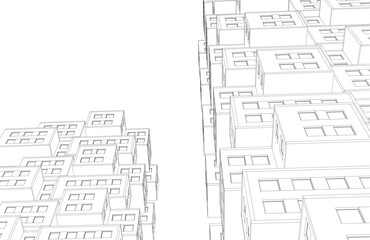 Abstract architectural drawing 3d rendering