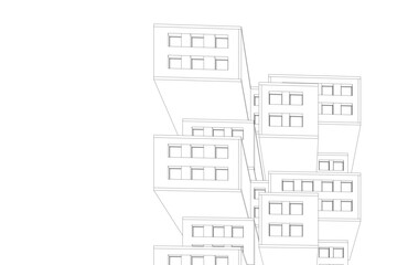 Abstract architectural drawing 3d rendering