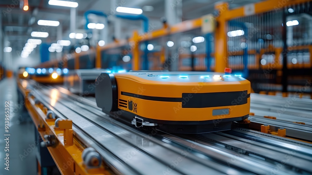 Poster advanced robotics in automated factory production line high tech industrial environment