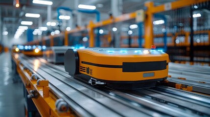 Advanced Robotics in Automated Factory Production Line High Tech Industrial Environment