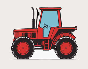 Naklejka premium A hand drawn art of a red tractor