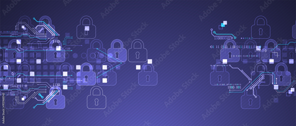 Aufkleber secure digital background. virtual confidential, programming protection. hand drawn vector.