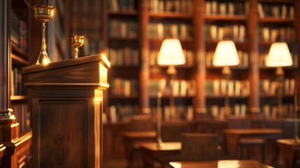 Elegant Classic Library Interior with Golden Glow