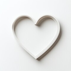 A simple heart shape created from white paper strips.  Minimalist design for love, romance, or Valentine's Day.