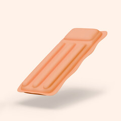 Orange air, swimming mattress closeup. Empty accessory for convenient and safe swimming