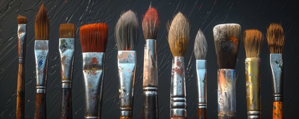 Set of artist&acirc;&euro;&trade;s paintbrushes, 4K hyperrealistic photo