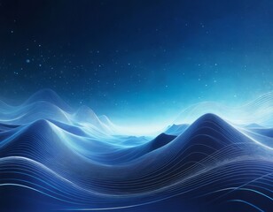 Surreal Night Sky with Wave-like Mountains and Stars