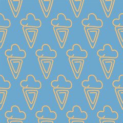 Seamless Pattern with Ice cream-Shaped Paper Clips for School Preparation.